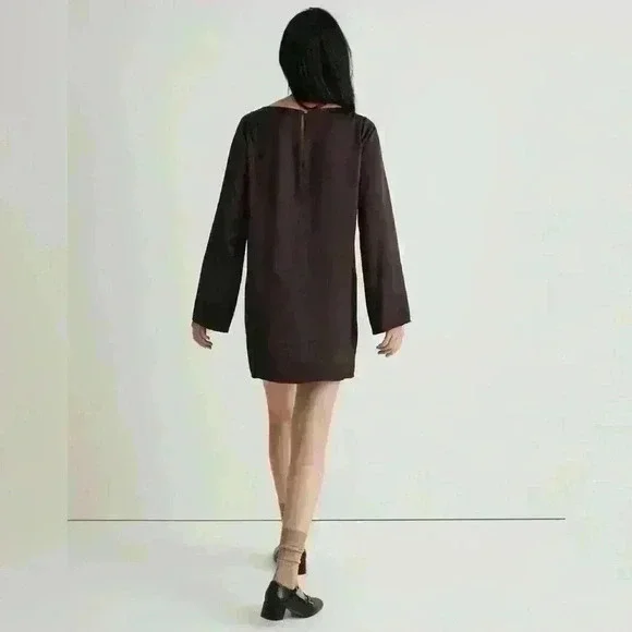 NWT! Madewell Shift Mini Dress Size Small Chocolate Raisin $98 MSRP - Picture 3 of 9